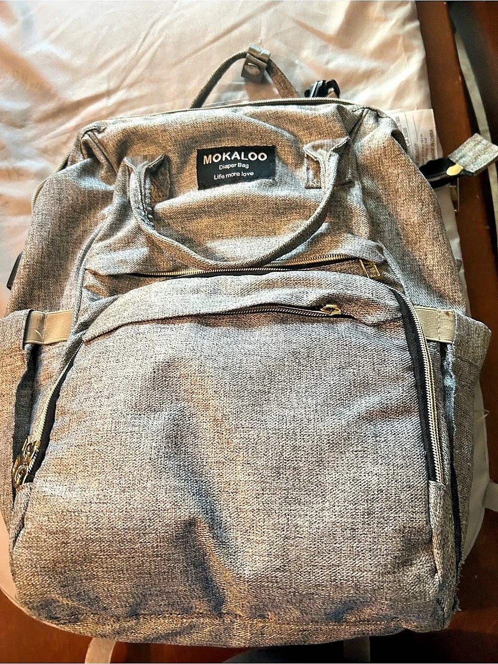 MOKALOO Diaper Bag Gray Diaper Backpack